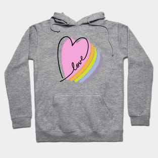 Pastel Rainbow Heart Love Letters Line Art Hoodie